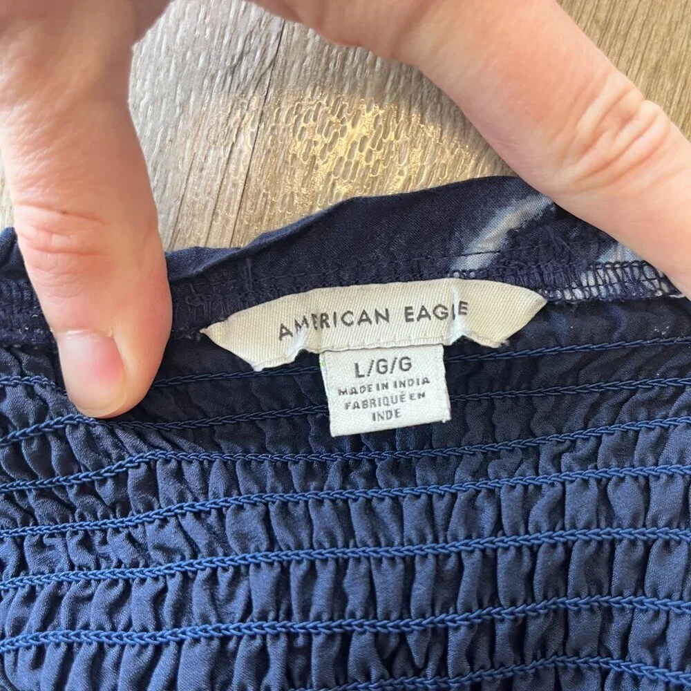 Womens American Eagle Blue Shirred Cropped Tank - L - Picture 5 of 5